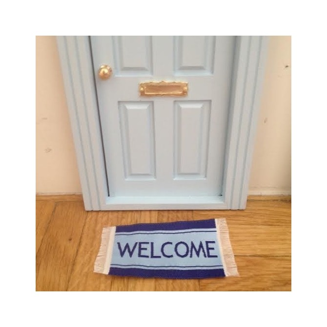 Felpudo puerta ratoncito Pérez azul