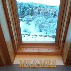 Letras madera blanca Mr & Mrs 