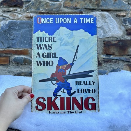 Placa decorativa chica esquiadora