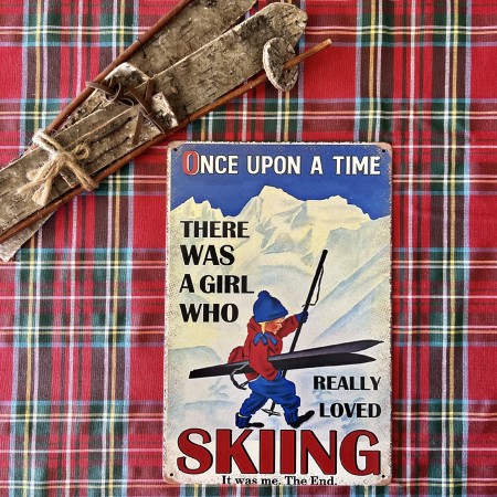 Placa decorativa chica esquiadora