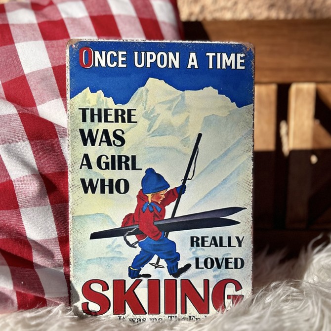 Placa decorativa chica esquiadora