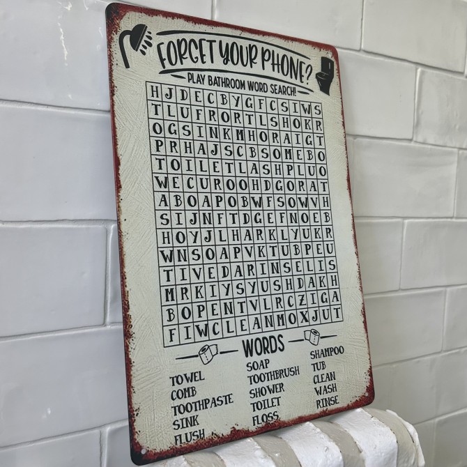 Placa decorativa pasatiempos para ir al baño sin móvil