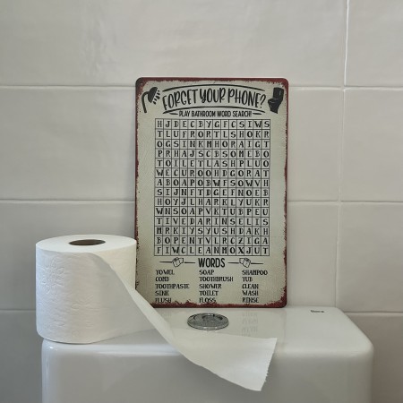 Placa decorativa pasatiempos para ir al baño sin móvil