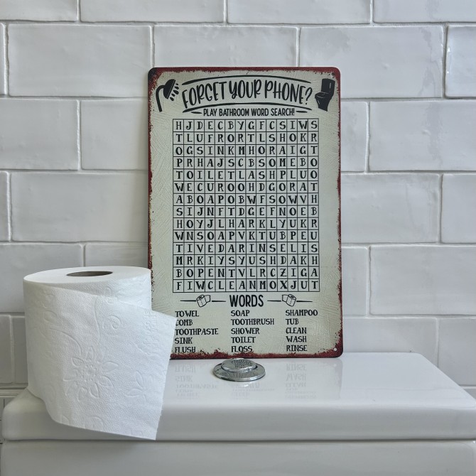 Placa decorativa pasatiempos para ir al baño sin móvil