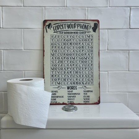 Placa decorativa pasatiempos para ir al baño sin móvil